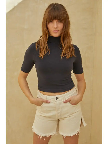 Trystan Turtle Neck Crop Top